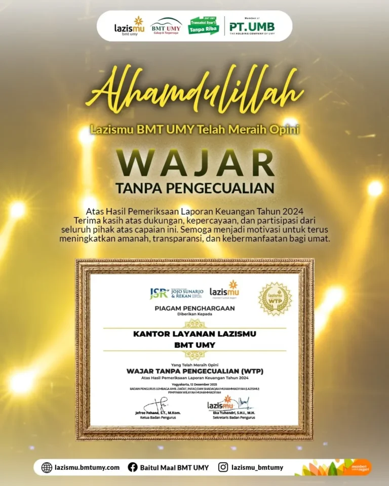 Alhamdulillah! Lazismu BMT UMY Raih Opini Wajar Tanpa Pengecualian (WTP) atas Laporan Keuangan Tahun 2024
